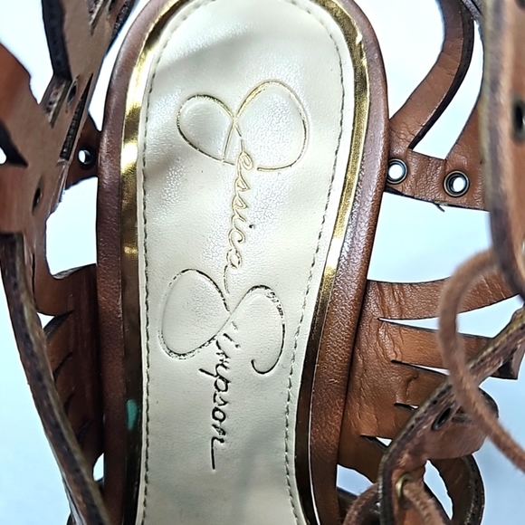 Jessica Simpson Emagine Brown Leather Sandals Size 6 - Picture 8 of 9